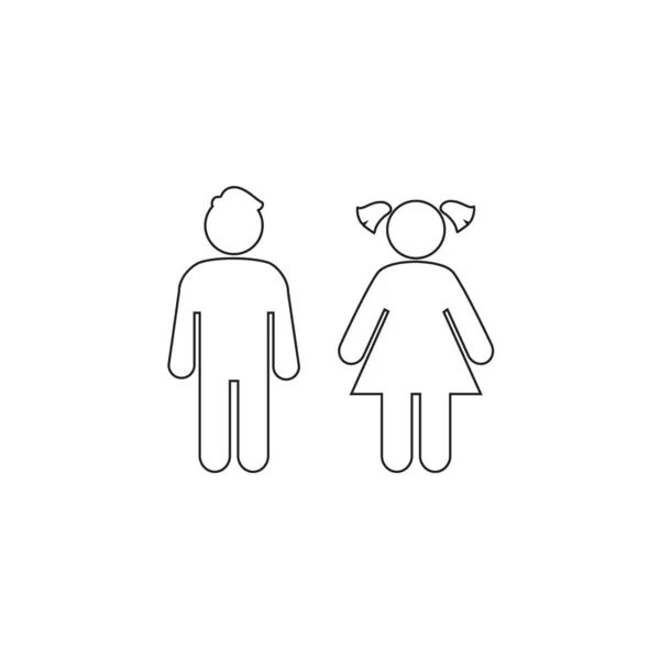 Векторні ілюстрації дівчина і хлопчик лінія значок в сучасному плоскому стилі — стоковий вектор