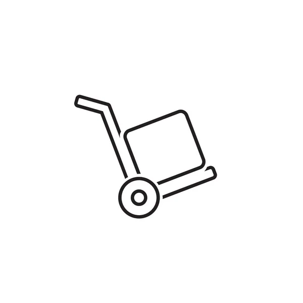 Carrello icona linea vettoriale con scatola su bianco. icona del carrello — Vettoriale Stock