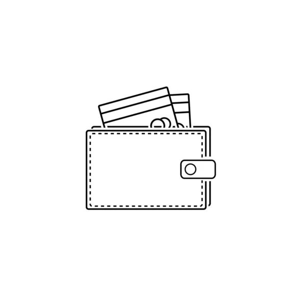 Cartera con icono de línea de crédito - símbolo de concepto de dinero vectorial o elemento de logotipo en línea delgada — Archivo Imágenes Vectoriales