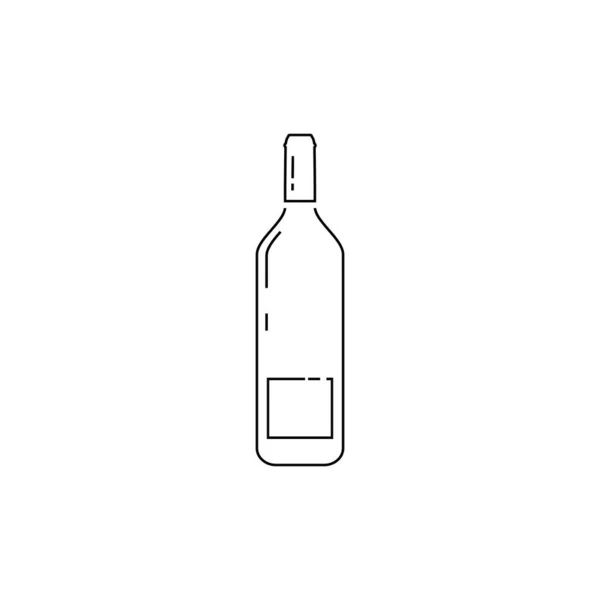 Ikona linii butelki wina na białym. Ilustracja wektora — Wektor stockowy