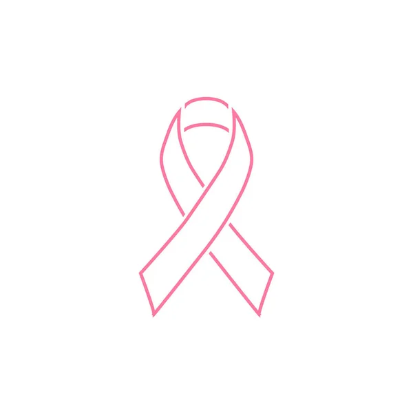 Nowoczesna świadomość raka piersi z różową wstążką kolorowy i elegancki wygląd. Ikona linii. — Wektor stockowy