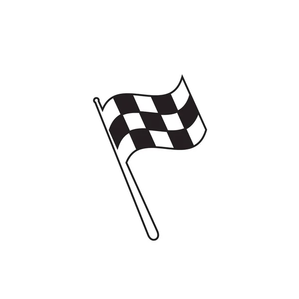 Checkered racing flag line icon. Starting flag auto and moto racing. Sport car competition victory sign. Finishing winner rally illustration. Chequered racing flag on flagstaff. Black and white flag — Stock Vector