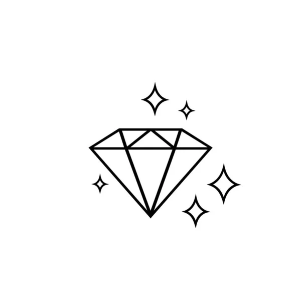 Diamante com brilho ícone de linha. Símbolo de pedra preciosa. Vetor — Vetor de Stock