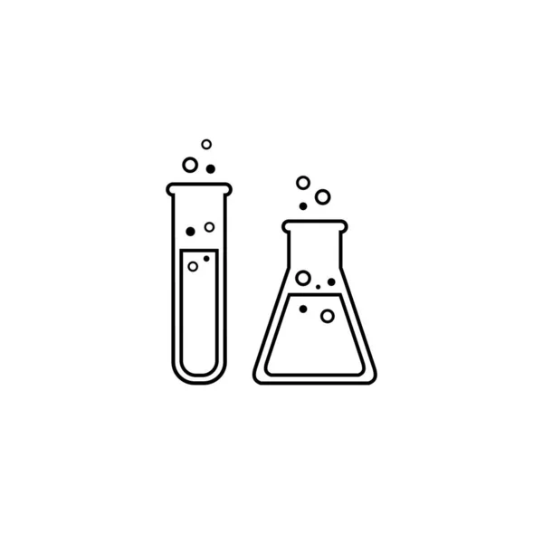Vector del icono de la línea de laboratorio químico del tubo del frasco — Vector de stock