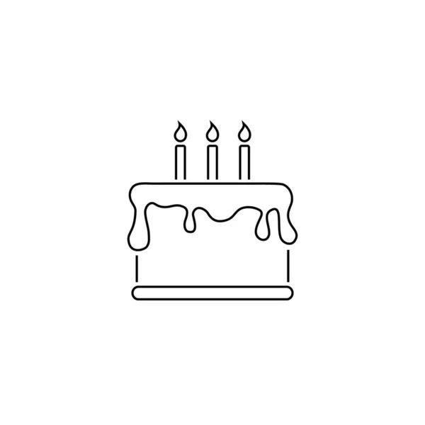 誕生日おめでとうとケーキラインアイコン。ベクトル — ストックベクタ