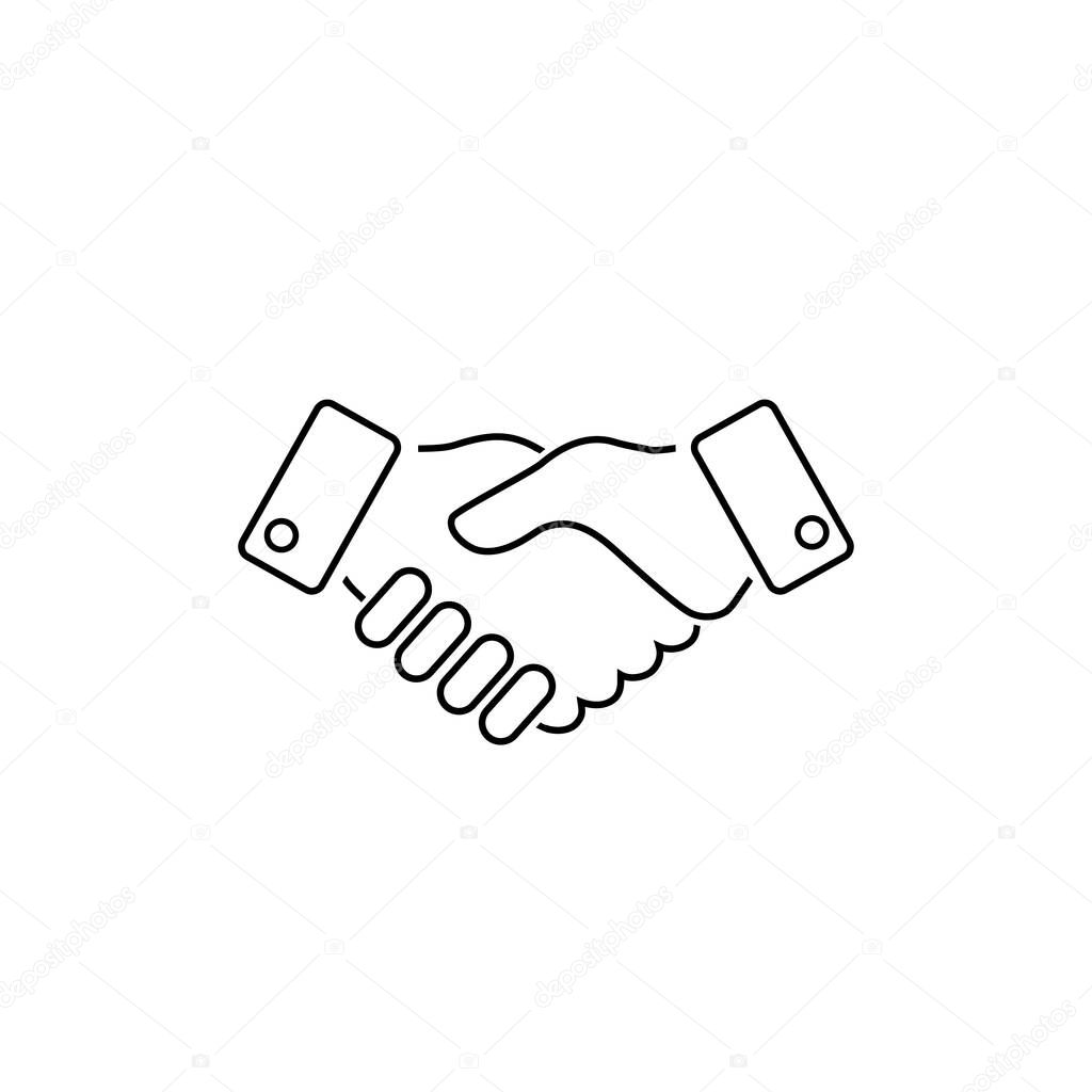 Business handshake line icon. Vector illustration in modern flat style
