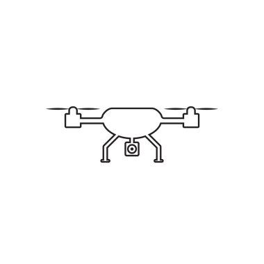 İHA helikopter hattı simgesi düz bir şekilde. Vektör
