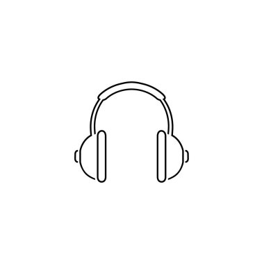 Kulaklık hattı simgesi düz stil. Beyaz izole edilmiş arka planda kulaklık vektör illüstrasyonu. Ses aygıtı iş konsepti