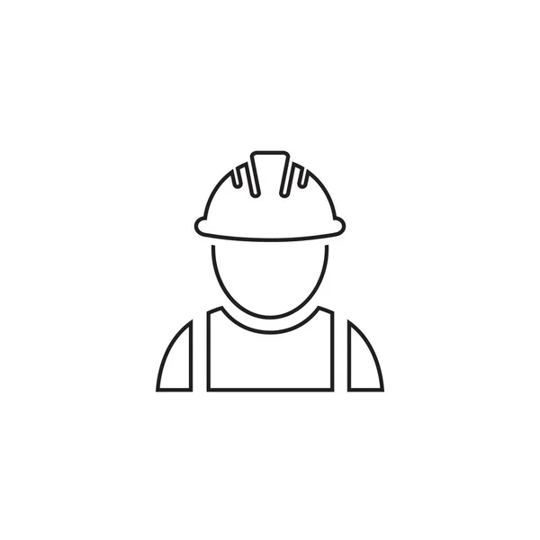 Bauarbeiter Vektor Linie Symbol Auf Weiß — Stockvektor