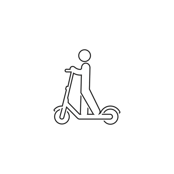 Elektrische Scooter Persoon Paardrijden Scooter Zwarte Lijn Pictogram Glyph Illustratie — Stockvector