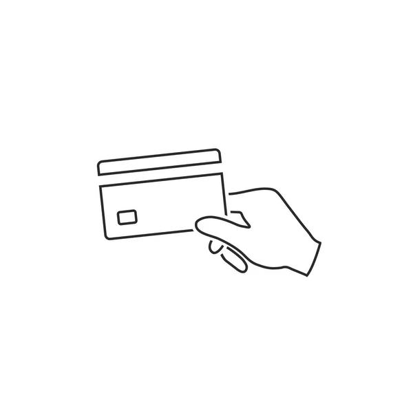 Mano Sosteniendo Icono Línea Tarjeta Crédito Vector — Vector de stock