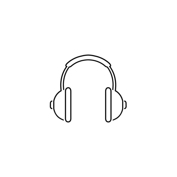 Headphone Headset Line Ikonen Platt Stil Hörlurar Vektor Illustration Vit — Stock vektor