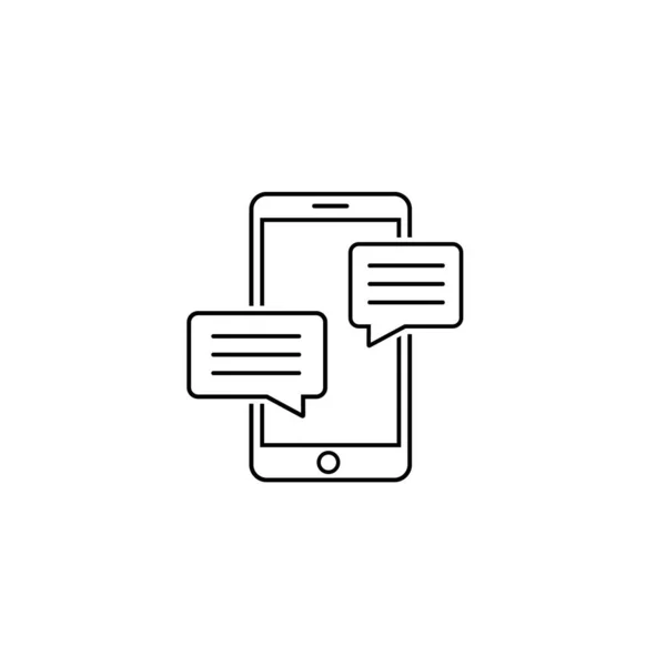 フラットスタイルで携帯電話のチャットサインラインアイコン 白い隔離された背景のメッセージ通知 スマートフォンのテキストビジネス ベクターイラスト — ストックベクタ