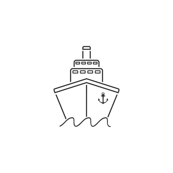 Schiffsliniensymbol flach. Schwarzes Piktogramm auf grauem Hintergrund. Vektorillustration Symbol — Stockvektor