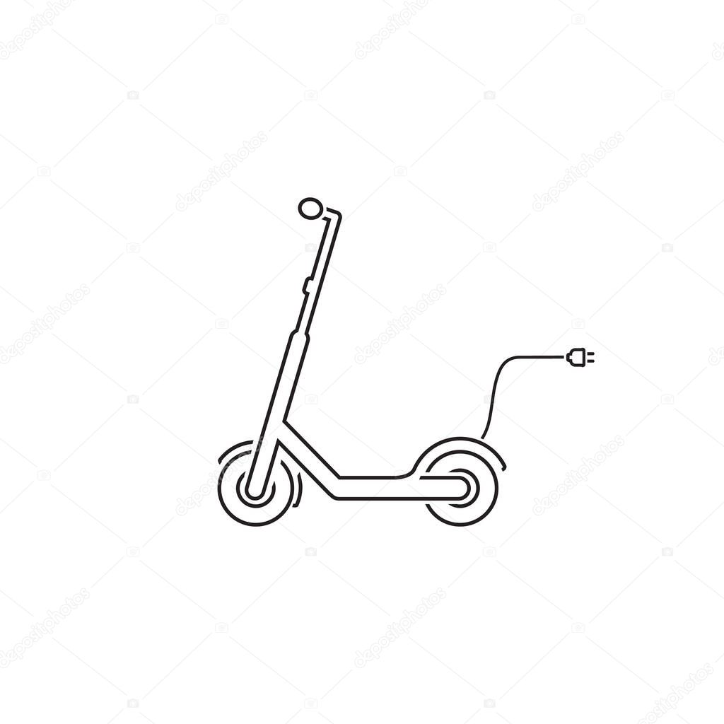 Electric Scooter Line Icon Vector Illustration