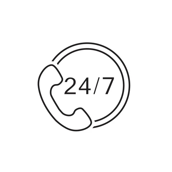 24 7 call center support vector line icon in flat — Stockový vektor