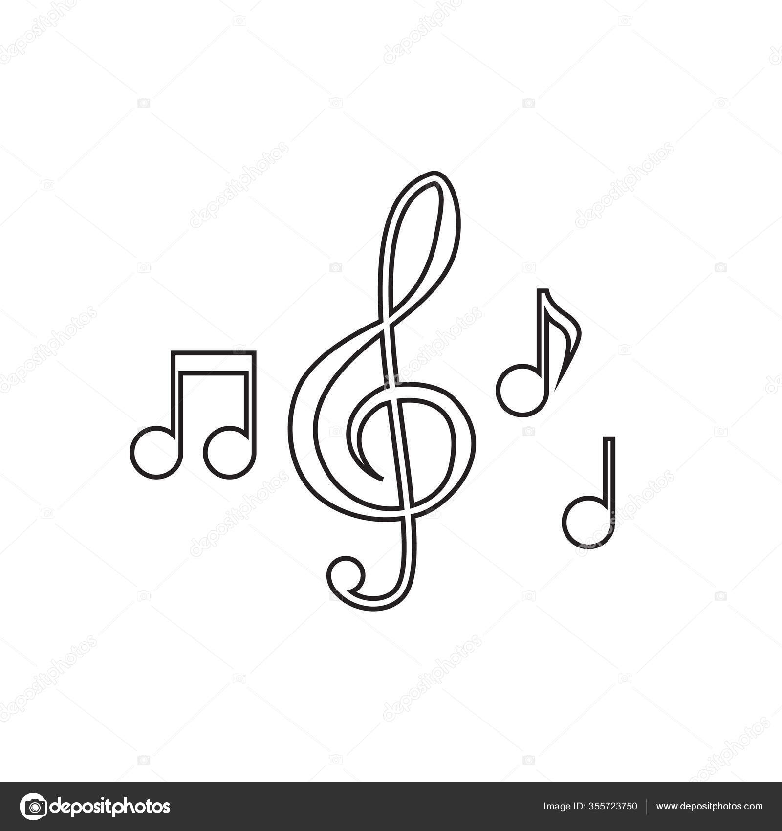 Music note illustration line icon. Sound and melody symbols Stock
