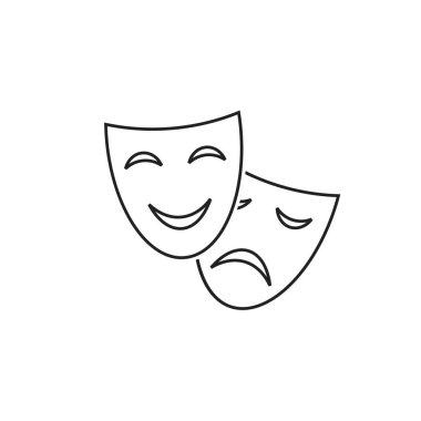Mutlu ve üzgün tiyatro maskesi vektör çizgisi simgesi
