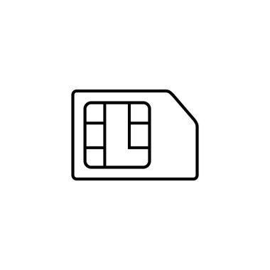 Sim kart vektör çizgisi simgesi. Sim kart simgesi. Sim kart mobil yuva simgesi
