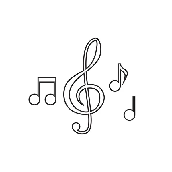 音楽ノートイラストラインアイコン。音とメロディーの記号 — ストックベクタ