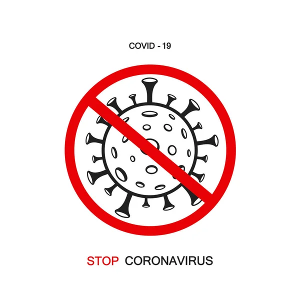 Coronavirus COVID-19 Vector Icon Caution Danger Red Sign. Wauhan Pneumonia Pandemic. Hentikan virus. Ilustrasi Vektor - Stok Vektor