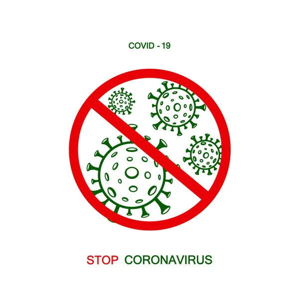 Hentikan Coronavirus COVID-19 Vektor Ikon Peringatan Tanda Merah. Wauhan Pneumonia Pandemic. Ilustrasi Vektor - Stok Vektor