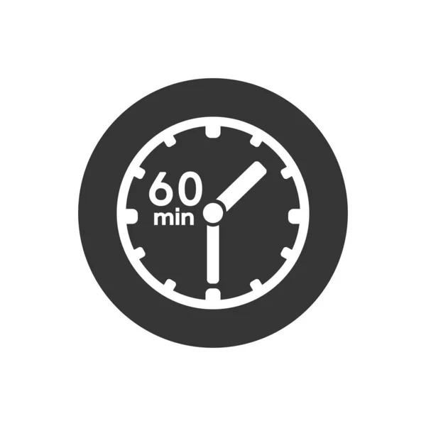 Uhr-Symbol. Zeichen 60 Min. Vektor auf grau — Stockvektor