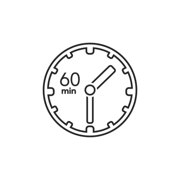 Saat çizgisi simgesi. 60 dakikayı imzalayın. Beyaz üzerine vektör — Stok Vektör