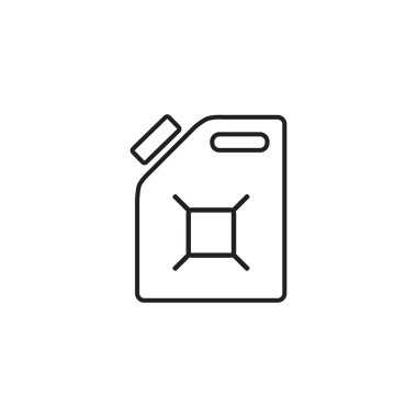 Benzin bidonu vektör ikonu. Mobil konsept ve web tasarımı için düz tabela. Jerrycan kabartma çizgisi simgesi. Sembol, logo çizimi. Piksel mükemmel vektör