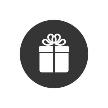 Hediye kutusu simgesi düz stil. Vektör illüstrasyonu