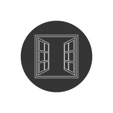 Beyaz arkaplanda izole edilmiş düz stil pencere çizgisi simgesini aç. Tasarımın için, logo. Vektör illüstrasyonu