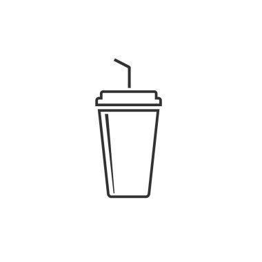 Yumuşak içecek düz çizgi ikonu. vektör illüstrasyonu