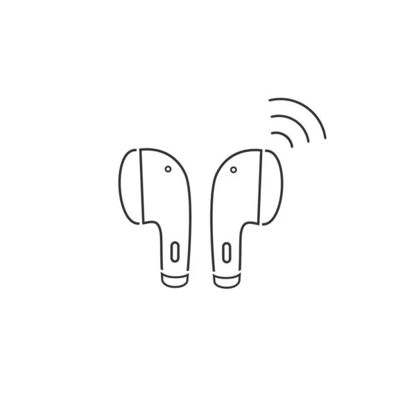 Auricular bluetooth línea icono de diseño. Icono del auricular en diseño moderno de estilo plano. Vector — Vector de stock