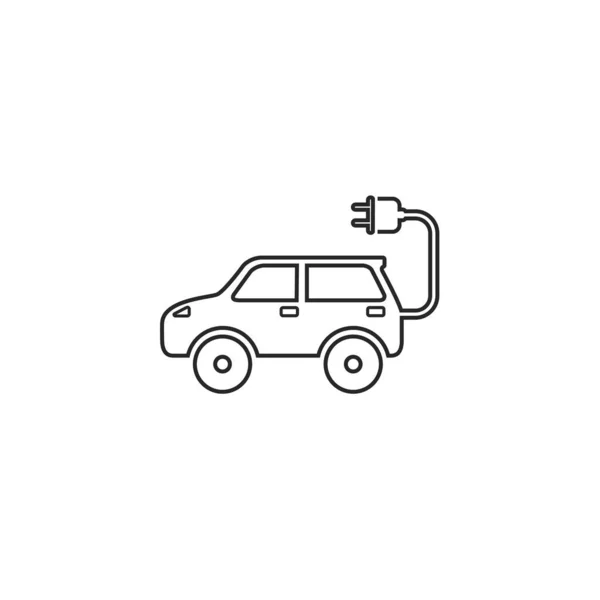 Elektrische auto lijn pictogram. Vlak ontwerp. Vector — Stockvector