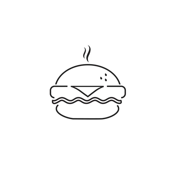 Icono de línea de comida rápida, icono de hamburguesa. Vector simple negro aislado — Vector de stock