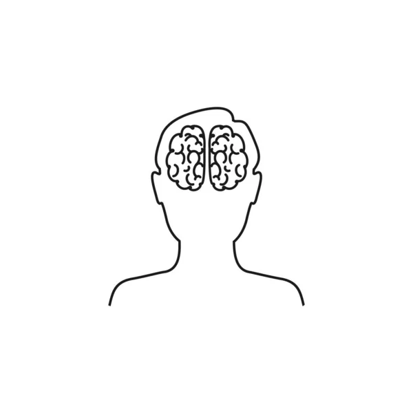 Head with brain vector line icon in flat — Stock Vector