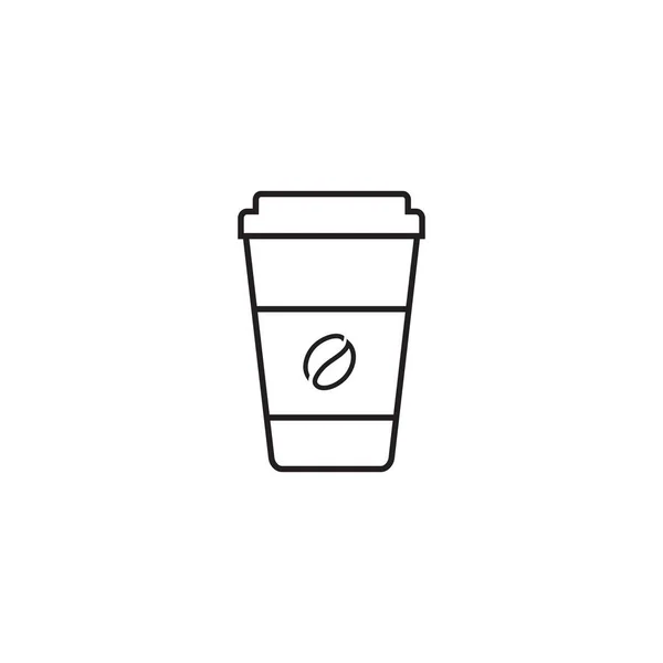 따끈 한 커피 컵 벡터 라인 아이콘 그림 흰색에 분리 — 스톡 벡터