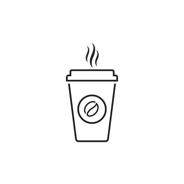 Ilustración de línea de vector taza de café caliente aislado en blanco — Vector de stock