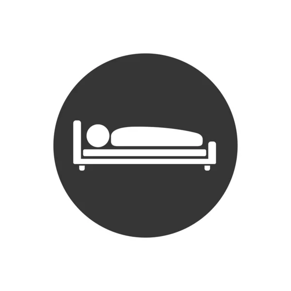 O homem dorme no ícone da cama. Ilustração vetorial em estilo plano — Vetor de Stock
