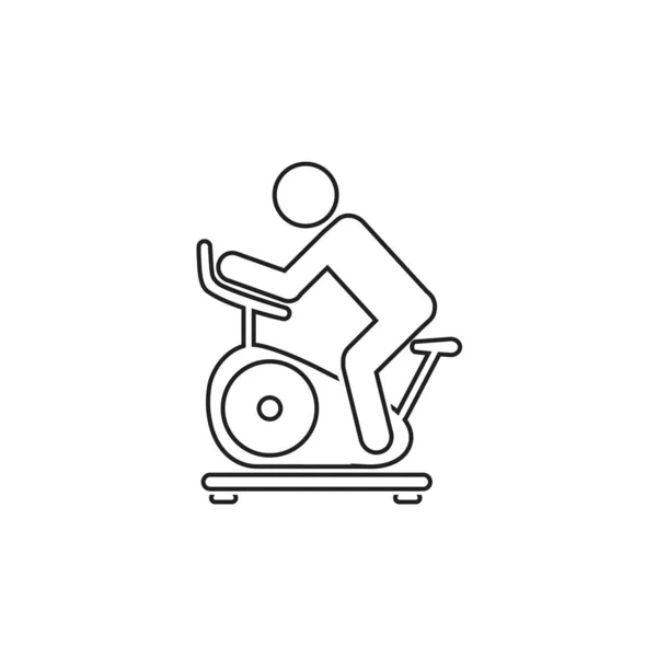 Man training op hometrainer icoon. Vector pictogram geïsoleerd op witte achtergrond — Stockvector