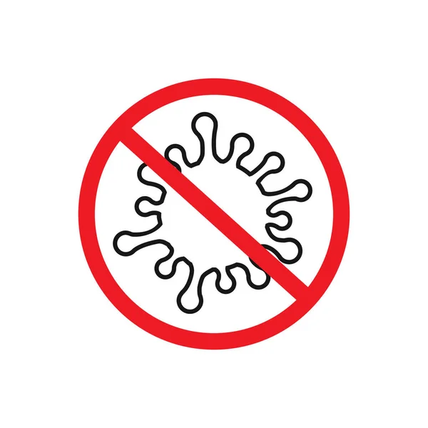 Δεν υπάρχει ιός, μικρόβιο, βακτήριο γραμμή εικονίδιο απομονώνονται σε λευκό. Διάνυσμα — Διανυσματικό Αρχείο