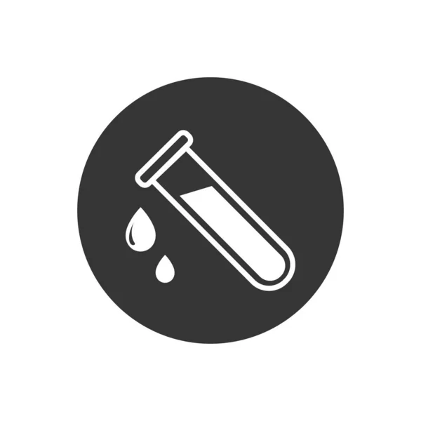 Tubo de ensayo con gota. icono médico y químico. Ilustración vectorial — Vector de stock