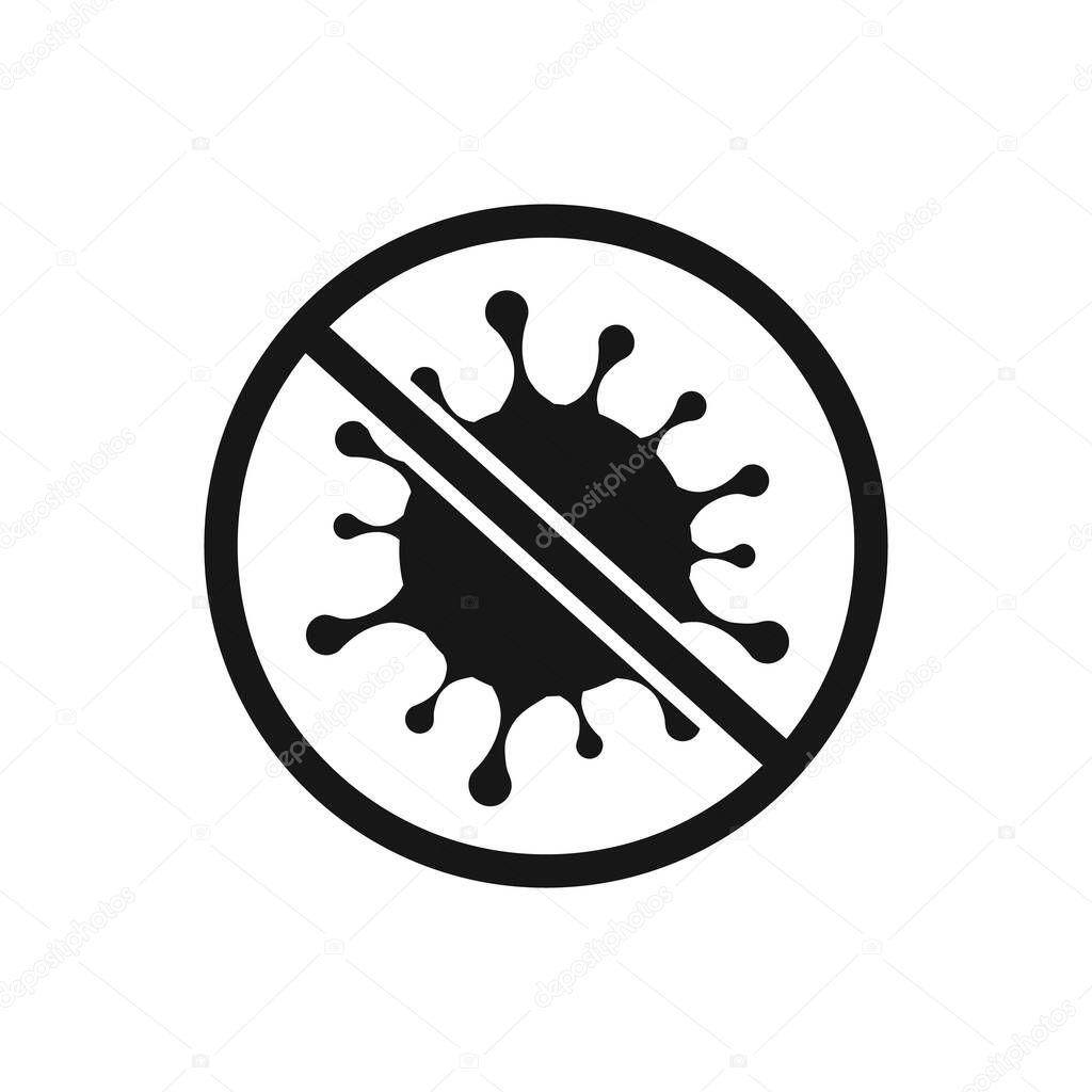 No virus, microbe, bacterium icon isolated on white. Vector