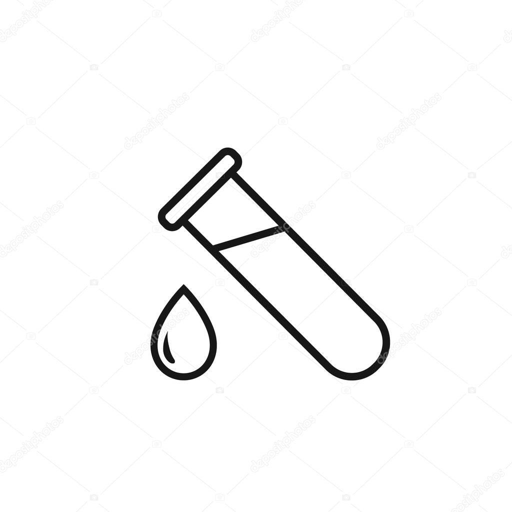 Test tube with drop. medical and chemical line icon. Vector illustration