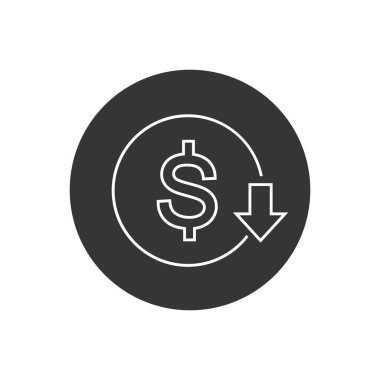 Maliyet azaltma çizgisi simgesi. Dollar Down Simge vektörü modern düzlemde