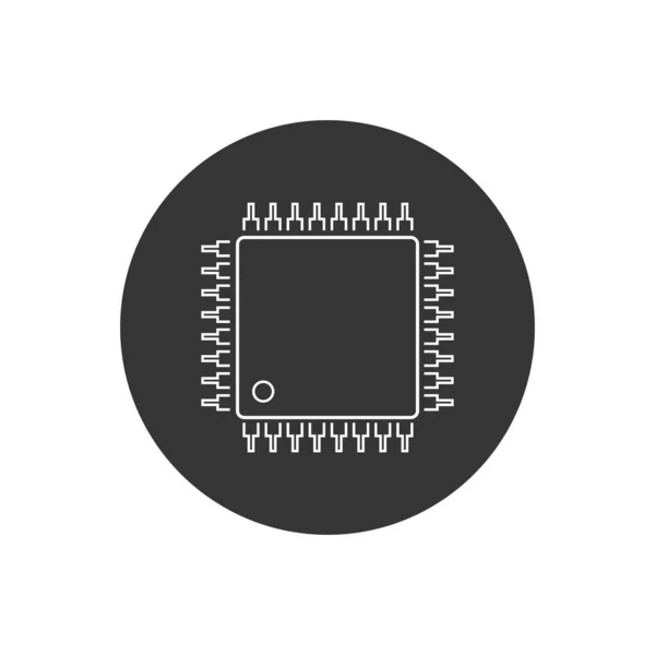 Computer Chip line ikon vektor illustrasjon i moderne flat – stockvektor