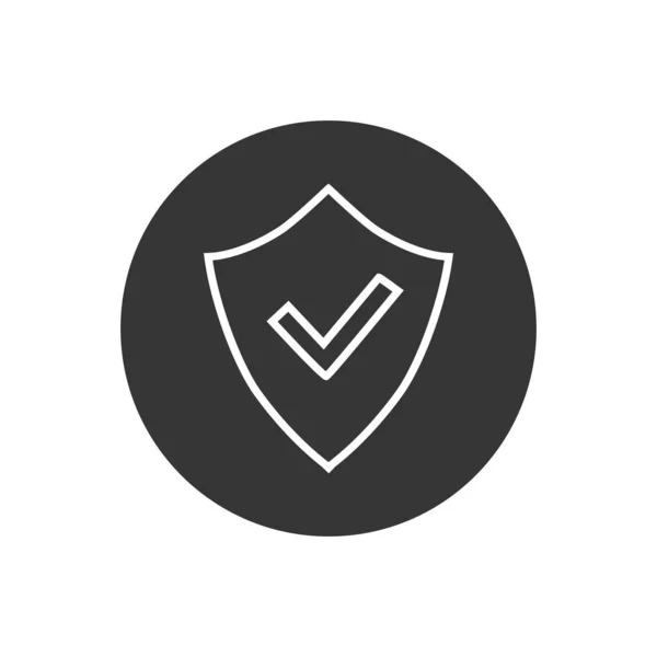 Shield and Check Mark Line Icon Vector Logo Template — Stock Vector