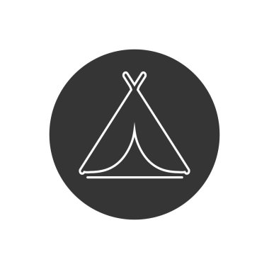 Kamp çadırı sembolü simgesi. Modern dairede vektör