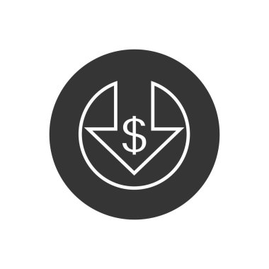 Maliyet azaltma çizgisi simgesi beyaz arkaplanda izole edildi. Vektör illüstrasyonu