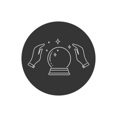 Kristal Top Sihirli Çizgi Elli Simgesi. Vektör Logo Şablonu